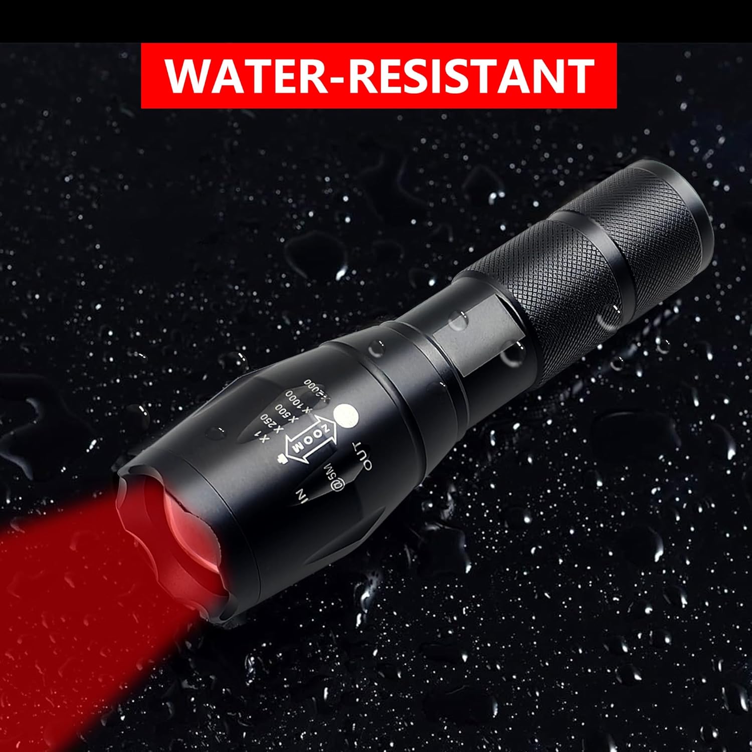 Low-Lumen Red Flashlight LED Single Mode Zoomable Red Light Flashlights for Astronomy, Reading, Night Vision, 2-Pack