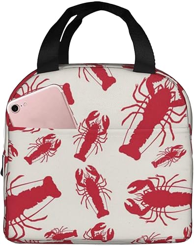 Lonchera estampada con langosta roja, bolsas de almuerzo aisladas para mujeres y hombres, lonchera reutilizable para el trabajo, picnic o viajes
