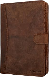STILORD Cohen A4 Dokumententasche Leder Vintage - Elegante Schreibmappe mit 12,2 Zoll Tabletfach & Reißverschluss - Perfekt für Business, Meetings & Arbeit - Echtes Leder Farbe:Kara - Cognac