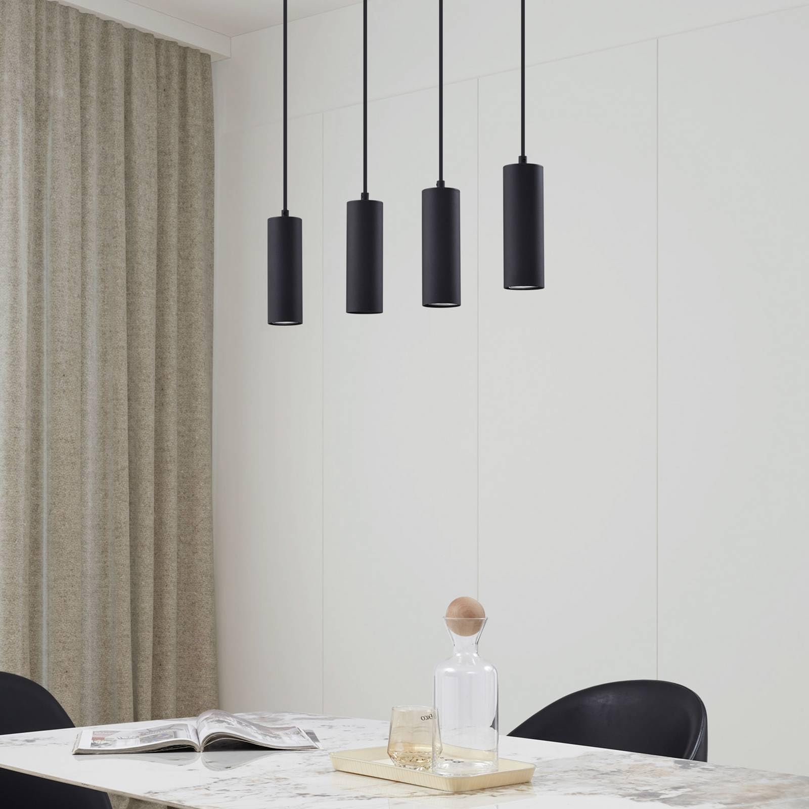 Lindby Esstisch Pendelleuchte, Hängeleuchte Metall schwarz Hängelampe 4x GU10 max. 35W ohne Leuchtmittel Esszimmer Küche Wohnzimmer