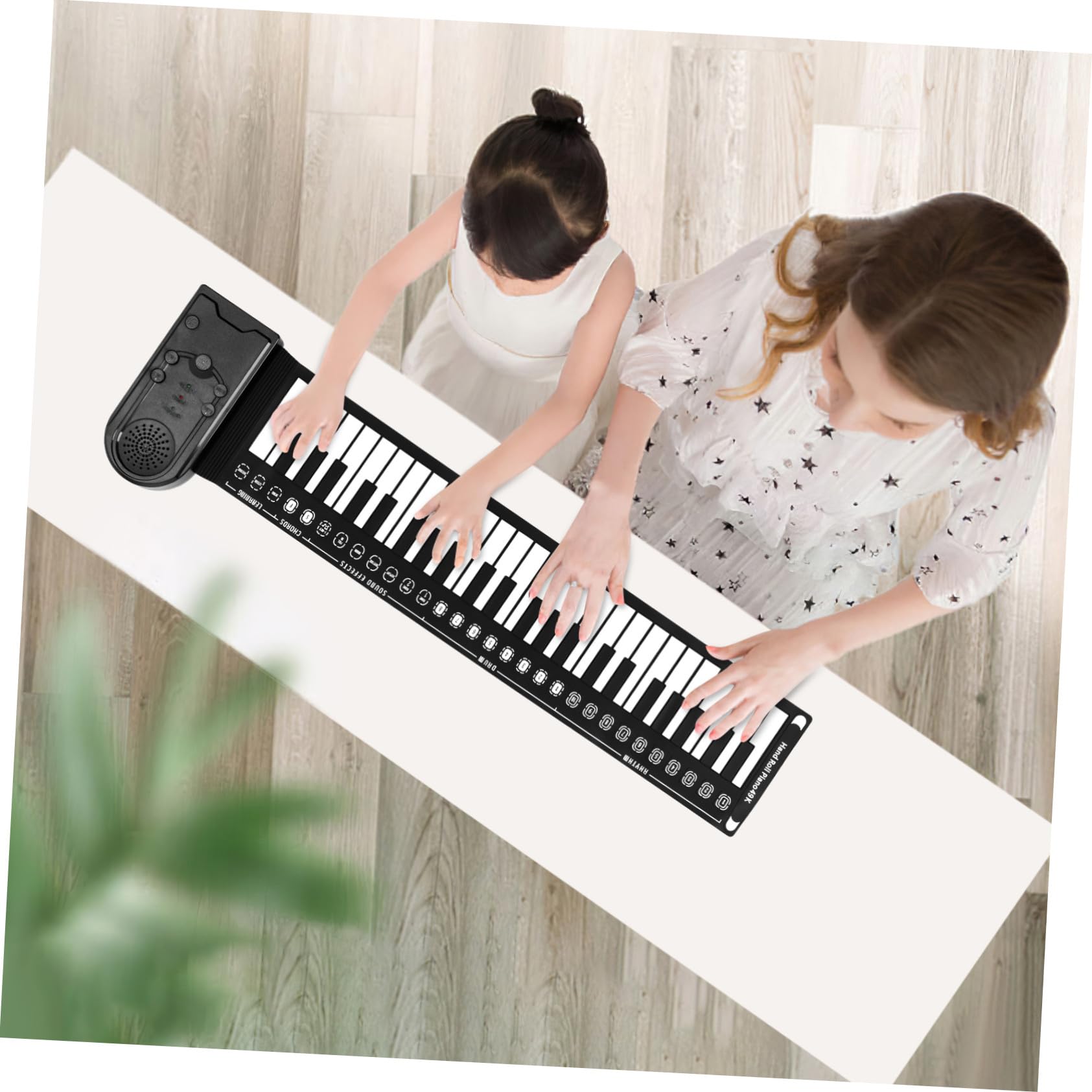 Pianoforte Nero Portatile Pieghevole Elettrico 49 Tasti | Tasti Arrotolabili, Silicone, Altoparlante Integrato, Cavo USB Dc 6v, Alimentazione 3 Batterie Aa
