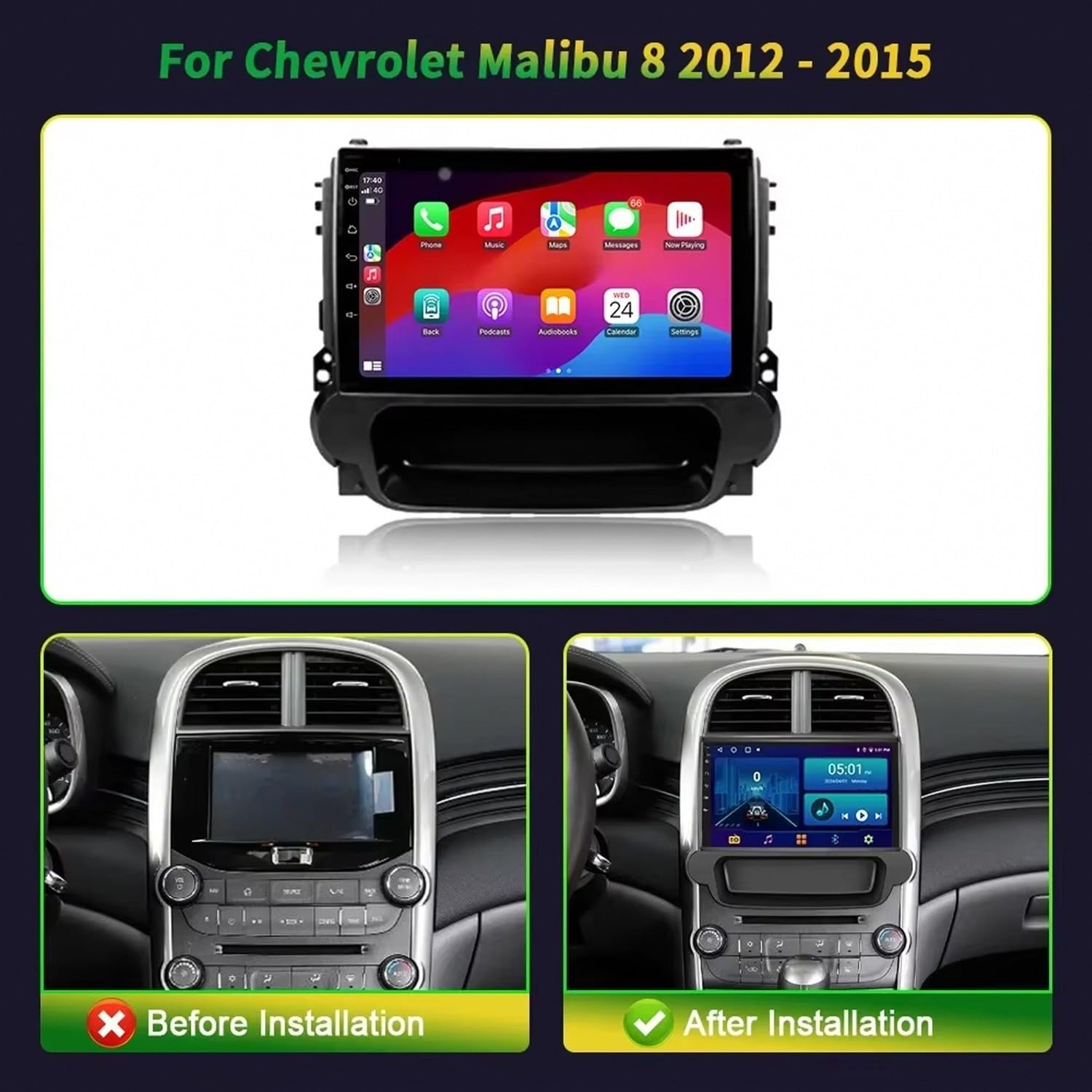 Radio Samochodowe dla Chevrolet Malibu 8 2012-2015 9 Inches Android 15 Wyświetlacz Samochodowy Fm Am Bluetooth Usb Android Auto Do, 8 Core 6G+128G