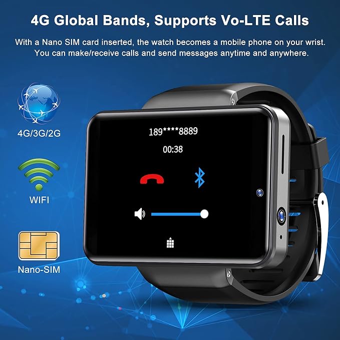 KOSPET Reloj inteligente Note 4G, pantalla táctil IPS HD de 2.4 pulgadas,  3G RAM, 32 GB, ROM, Android Smartwatch con GPS Dual Cameras, Face ID,  batería de 2000 mAh, medición de frecuencia cardíaca para hombres :  Electrónica - Amazon.com