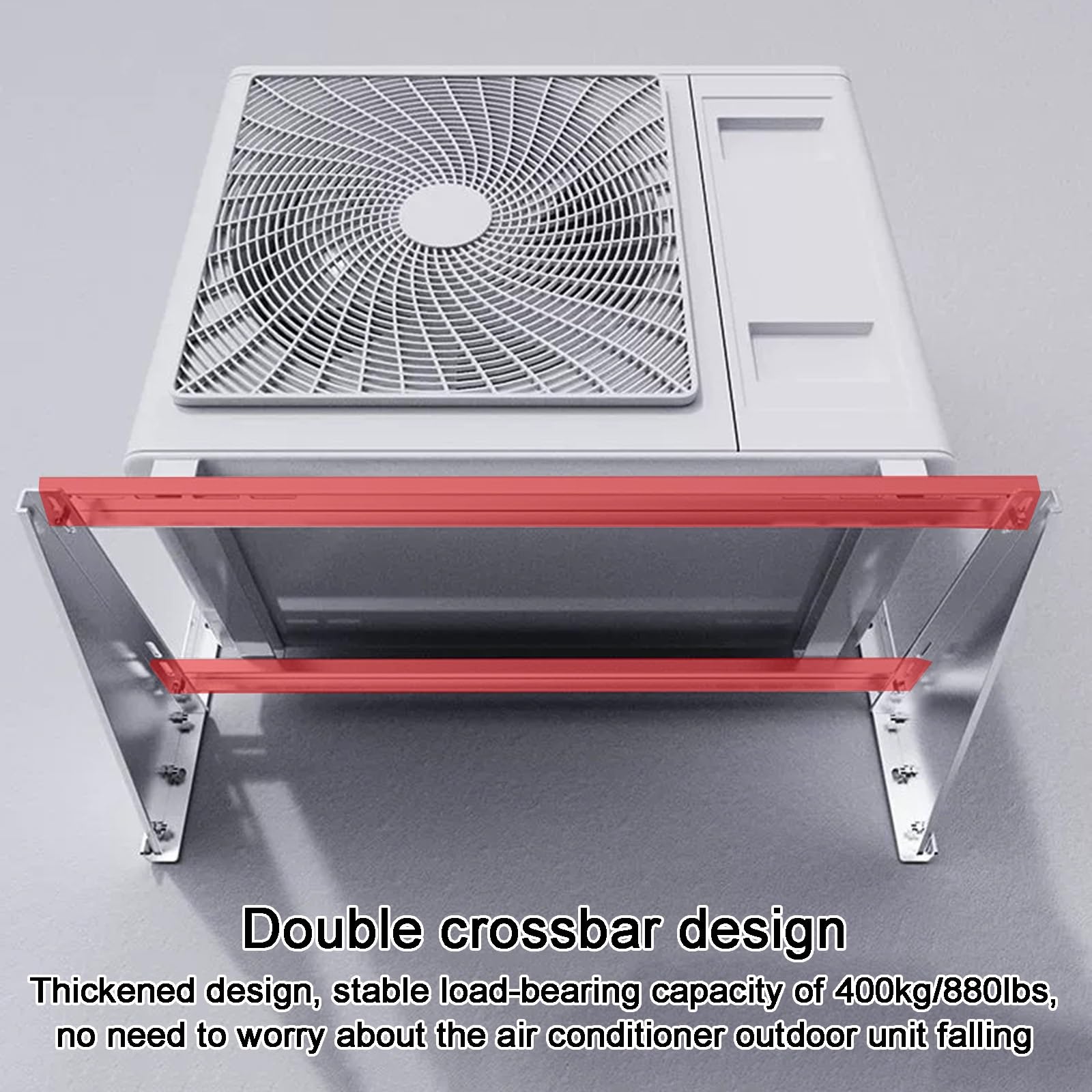 Staffe per Condizionatore Esterno, Staffa Condizionatore D'aria con Doppie Barre Trasversali, Supporto a Parete in Acciaio Inox per Condensatore da 1,5-3 P(48.7x46x74cm/19x18x29in)