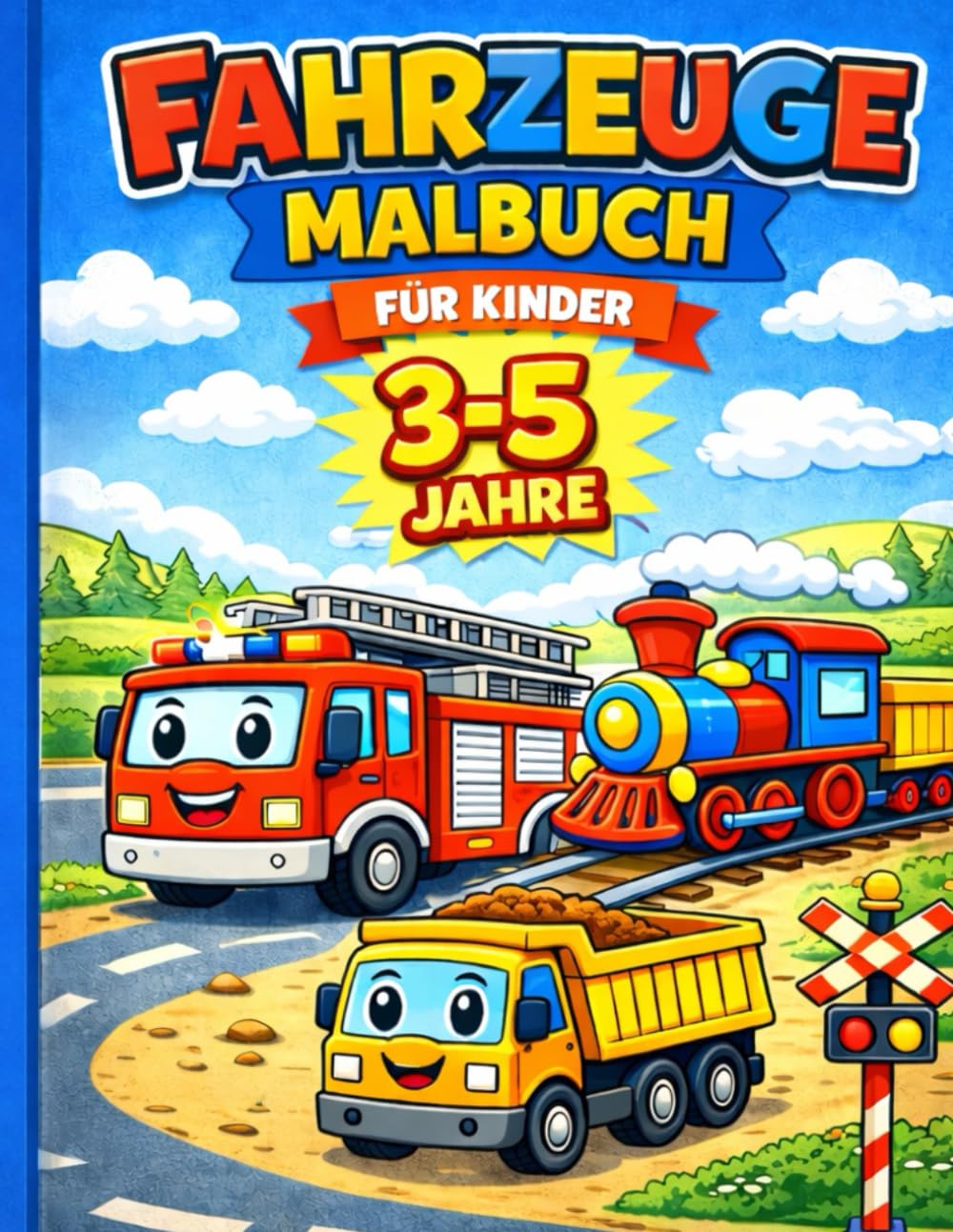 Fahrzeuge Malbuch für Kinder: Für Jungen und Mädchen von 3–5 Jahren · 40 große einfache Ausmalbilder