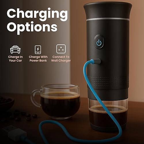 Miniatura 6 de Cafetera de café portátil  Mini cafetera de viaje  Cafetera portátil compacta para viajes, hogar o campamento  Alimentación USB-C de 12 V, presión