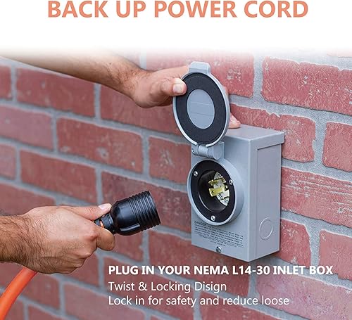 Miniatura 2 de Adaptador de generador RV de 30 amperios, 14 pulgadas, 3 clavijas, L5-30P, bloqueo giratorio, enchufe macho a hembra TT-30R, cable adaptador de
