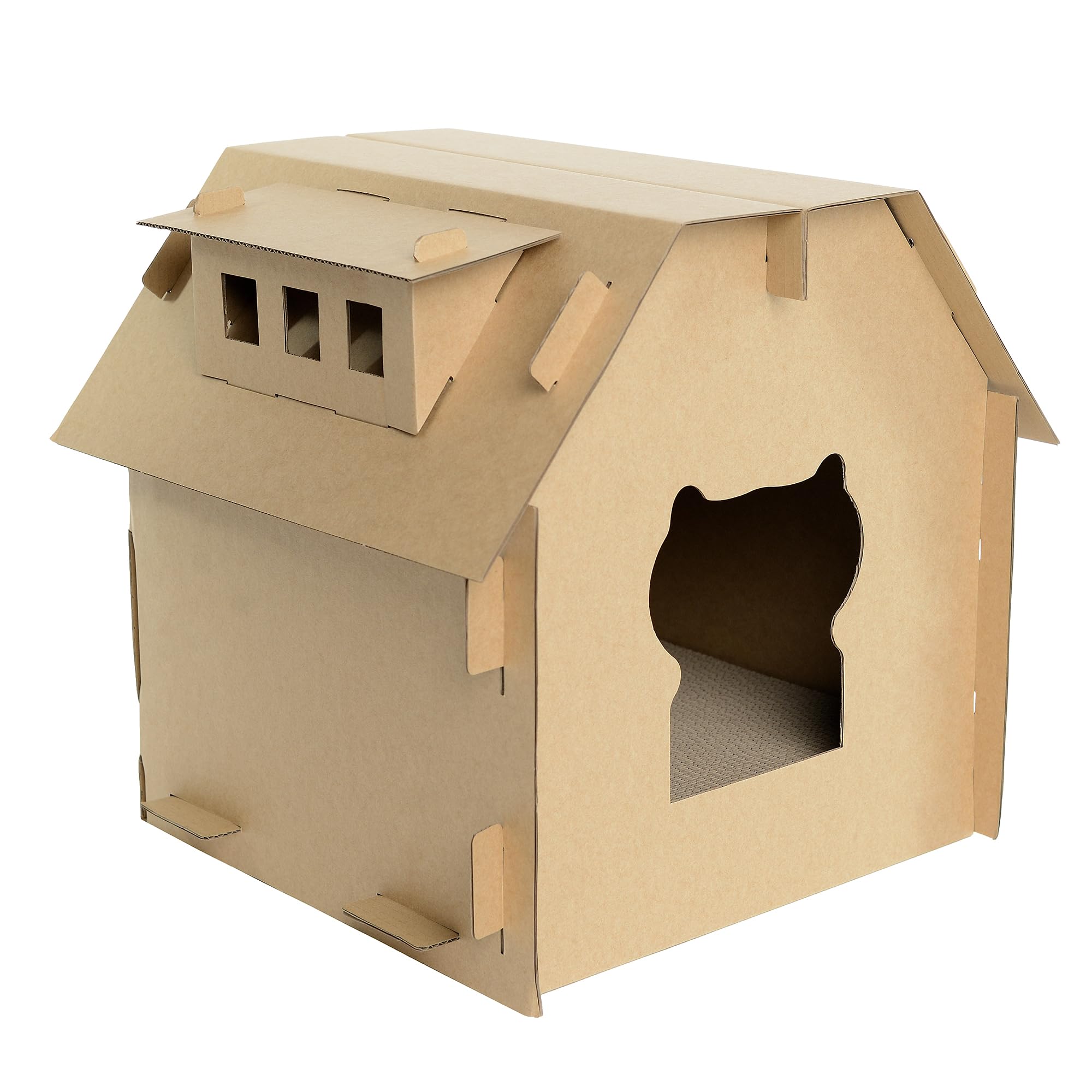 Mansion de Carton para Gatos Casa de Carton para Gato Rascador Espectacular casa para Montar Escondite Corrugado