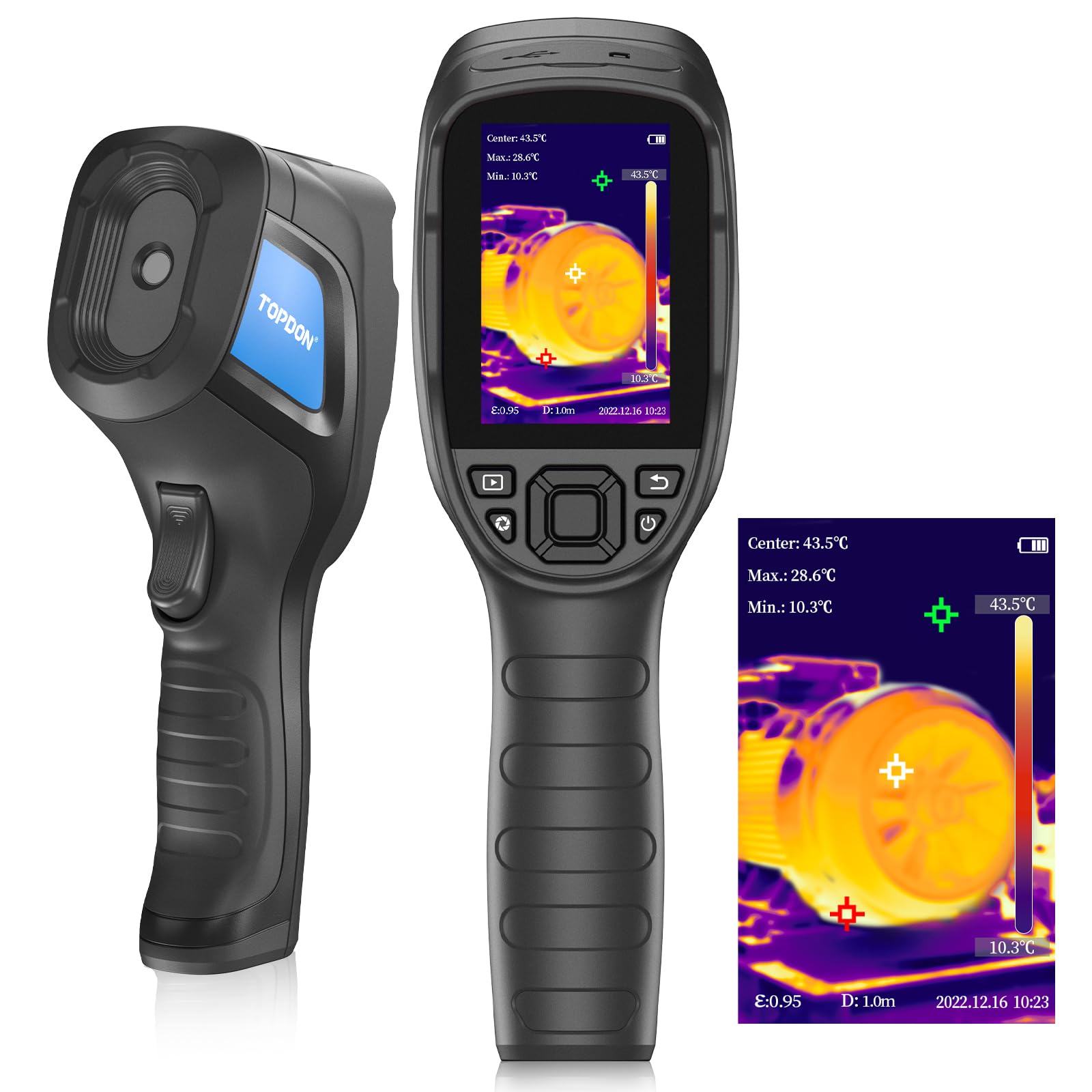TOPDON TC004 Lite Termocamera Infrarossi 240x180 Risoluzione IR, Frequenza di Aggiornamento 25Hz Termocamera Professionale, -20°C a 550°C,1X/2X/4X Zoom, 15 ore di Durata Della Batteria
