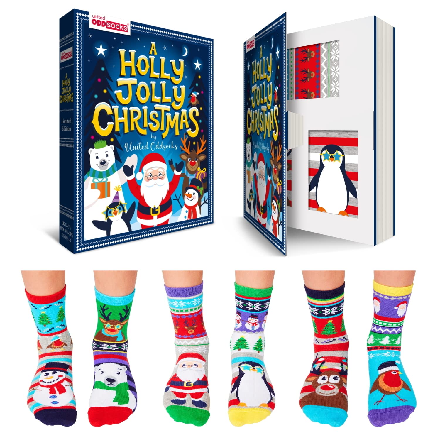 United Oddsocks Kids Christmas Novelty Odd Socks - Size 12-5½ - Multicolor