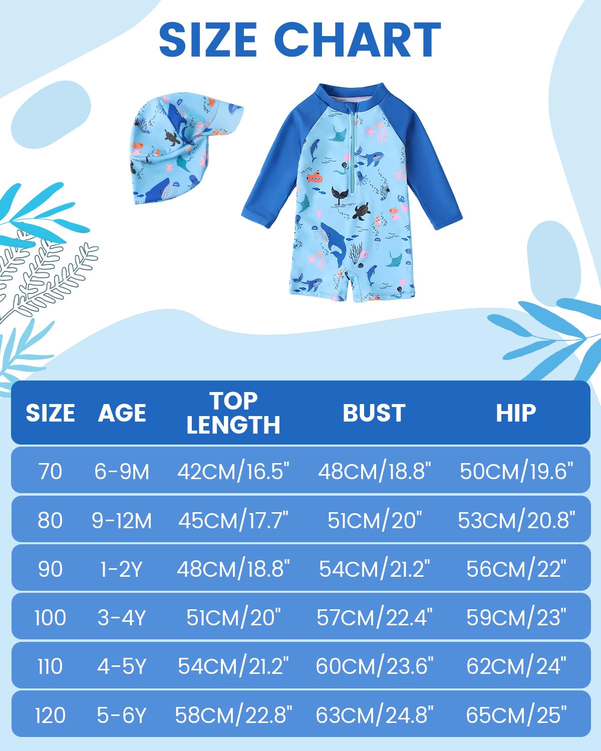JiAmy Maillot de bain une pièce pour bébé garçon avec chapeau de soleil, manches longues, fermeture éclair, protection solaire, maillot de bain une pièce