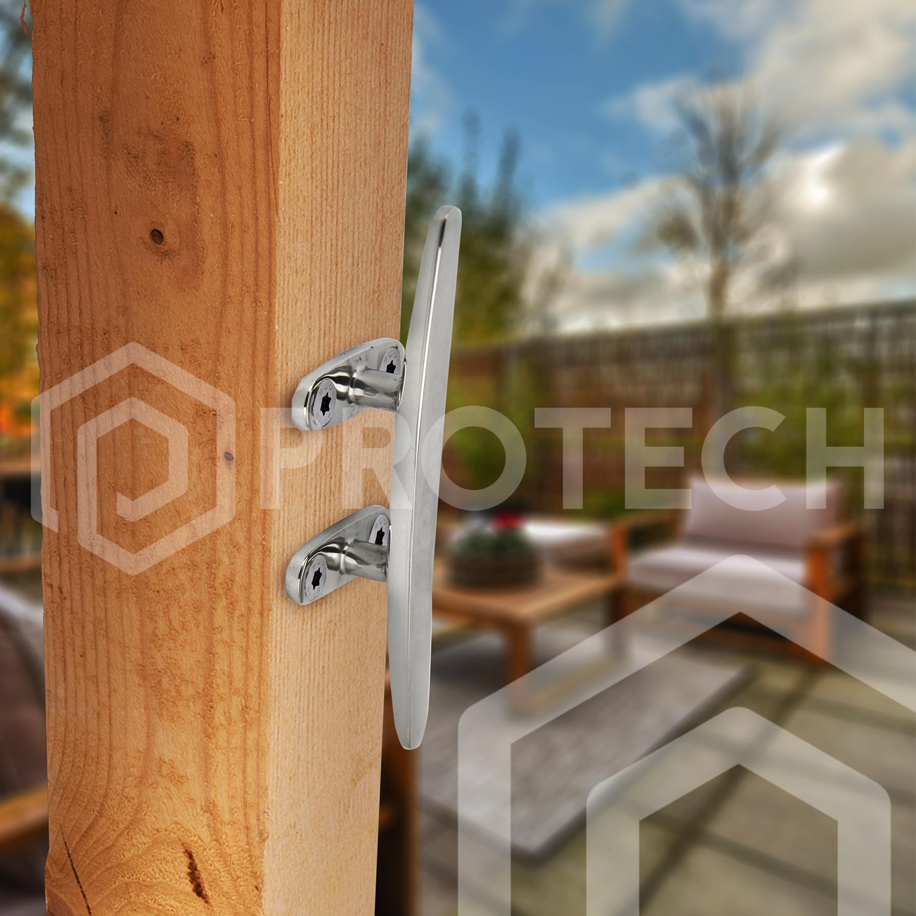 PROTECH 2 Stück Bootsklampe flach 4 löcher 250mm aus rostfreier Edelstahl A4 Festmacher V4A Klampen für Boot AISI 316 Belegklampen