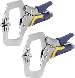 KEILEOHO 2 Pack Welding C Clamp, 6 Inch Locking C Clamps, 17.5cm Locking Pliers with Swivel Pads for Woodworking, Aligning, Welding