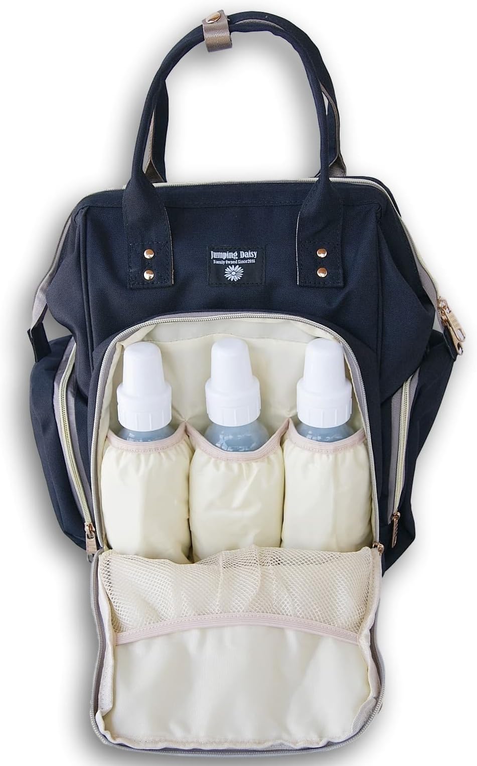 Jumping Daisy Large Backpack Baby Changing  Diaper  Bag (Black)