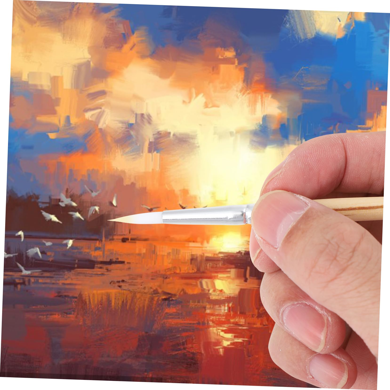 6piezas Suministros De Arte Pinceles Cortos para Principiantes y Artistas