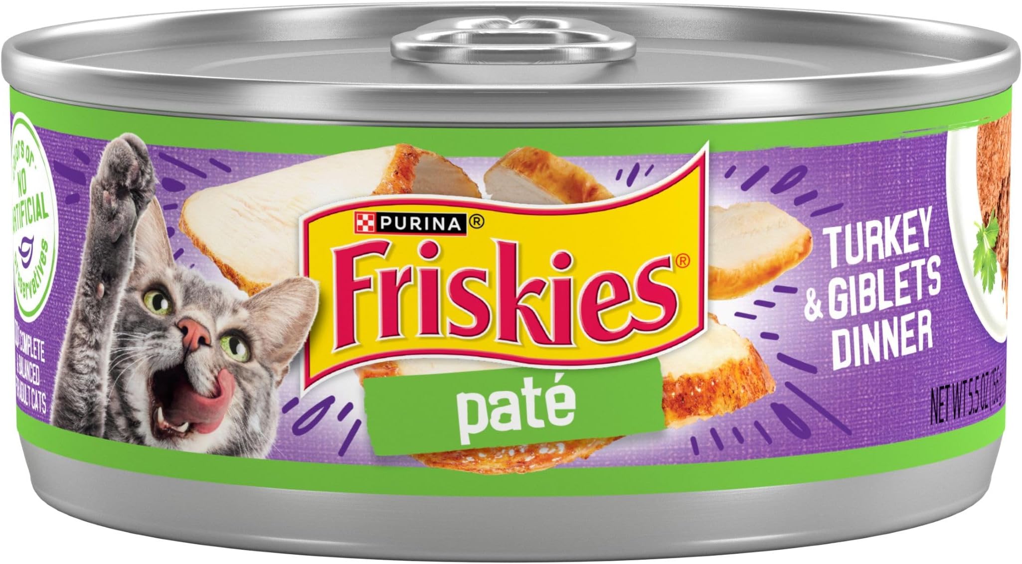 Purina Friskies Wet Cat Food Pate Turkey and Giblets Dinner - (Pack of 24) 5.5 oz. Cans