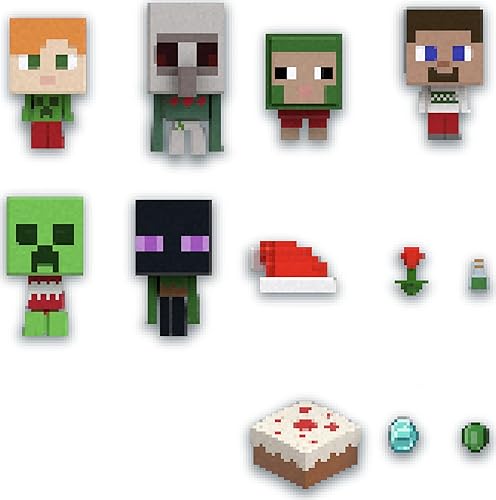 Miniatura 4 de Mattel Minecraft Mob Head Minis Calendario de Adviento con 24 sorpresas, incluyendo 6 figuras de acción y accesorios, incluye Steve, regalo de