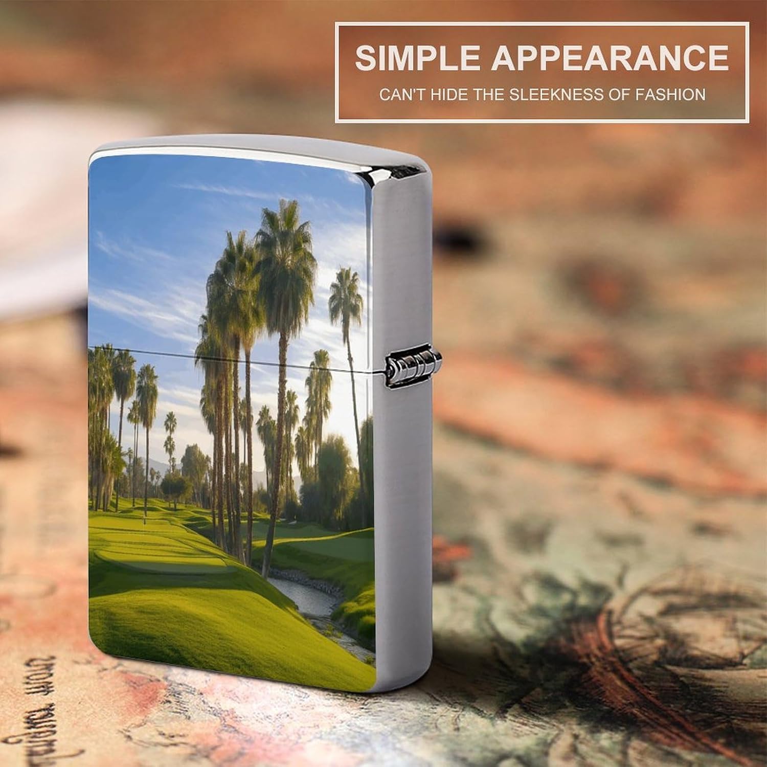 Palm Tree Golf Course Metal Lighter Case Cover Lighter Sleeve