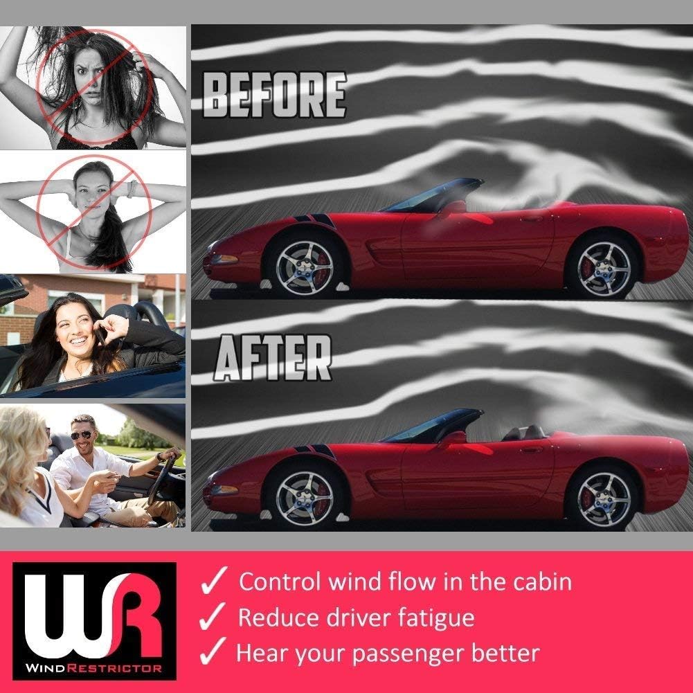 Wind Deflector for C5 Corvette Convertible 1997-2004, Wind Blocker with Flags-Corvette Graphic Logo, Multi-Color LED w Dimmer Remote, Bundle Price
