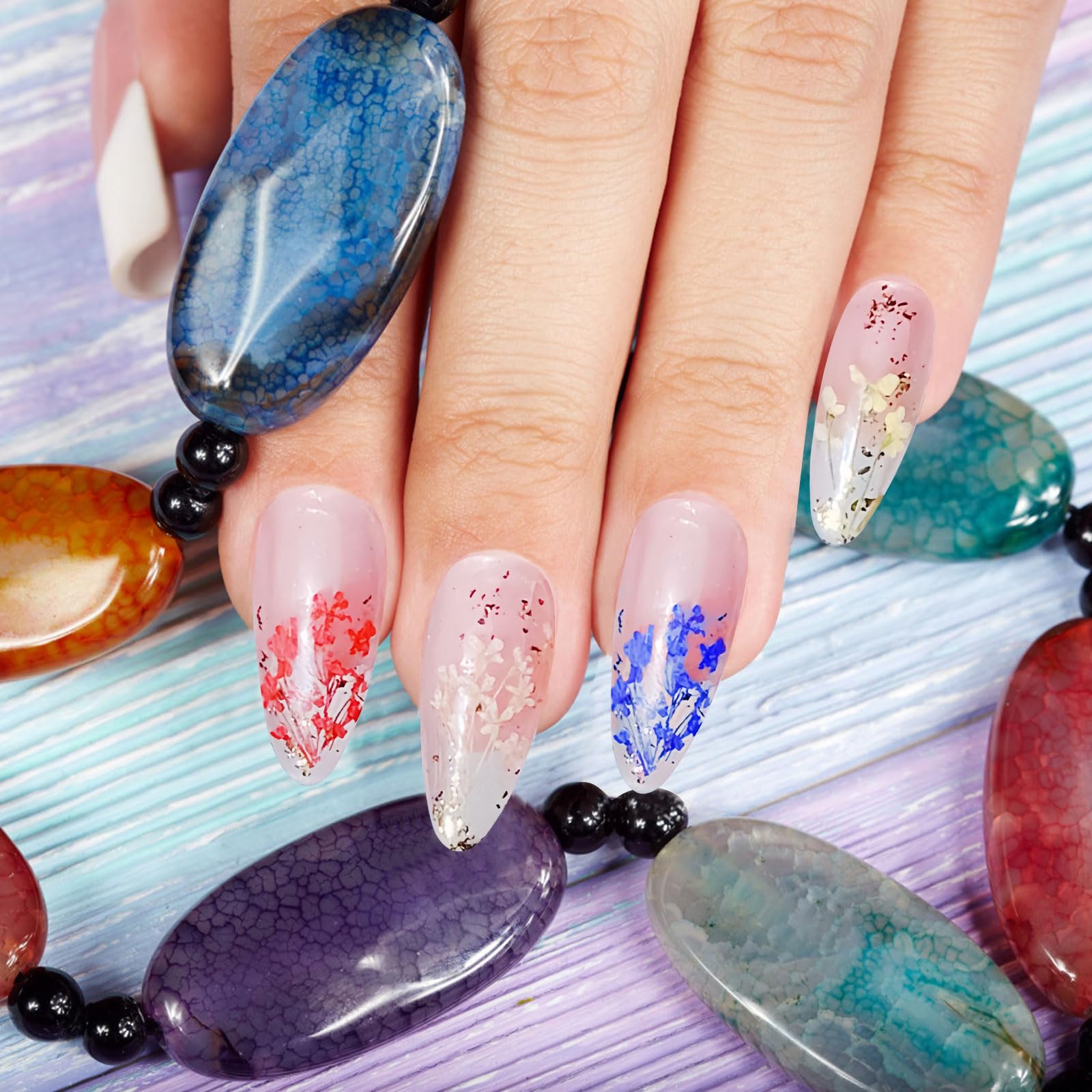 12 Colori Fiori Secchi Per Nail Art - Decorazioni Unghie Naturali Con Scatola - Foto 6