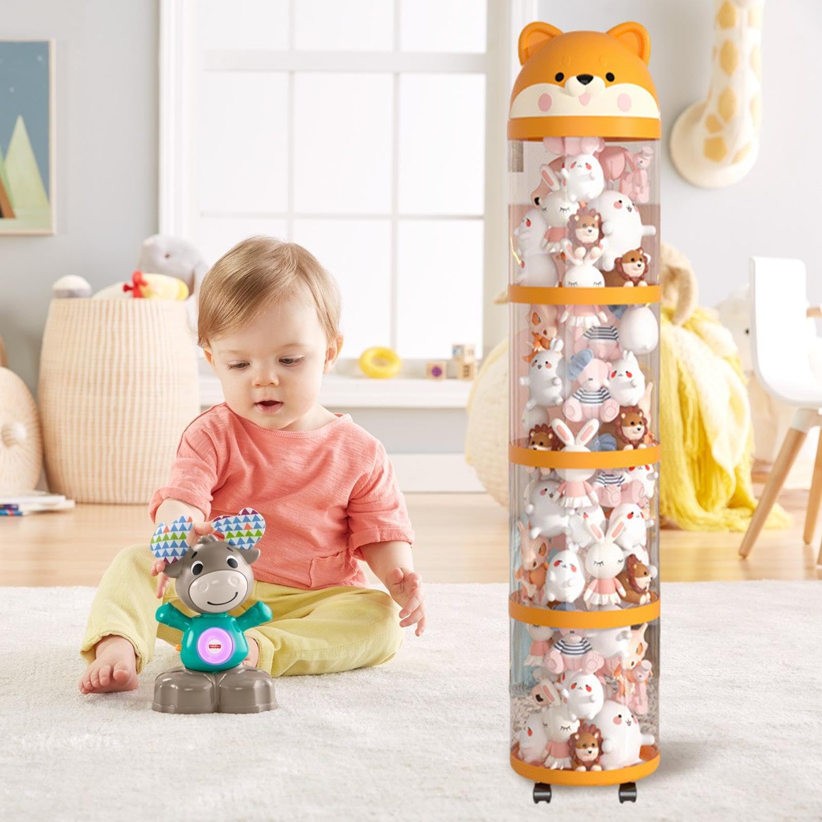Porta Giocattoli di Peluche - Contenitore Tubolare per Giocattoli di Peluche - Contenitore Trasparente Porta Pupazzi Capienza Decorazione per Camera Bimbi Asilo