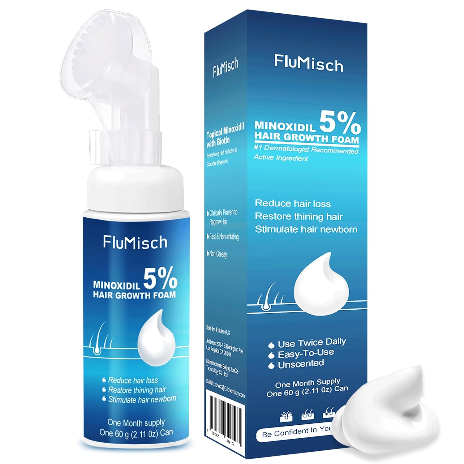 FluMisch 5% Minoxidil Foam for Men - Hair Growth Support