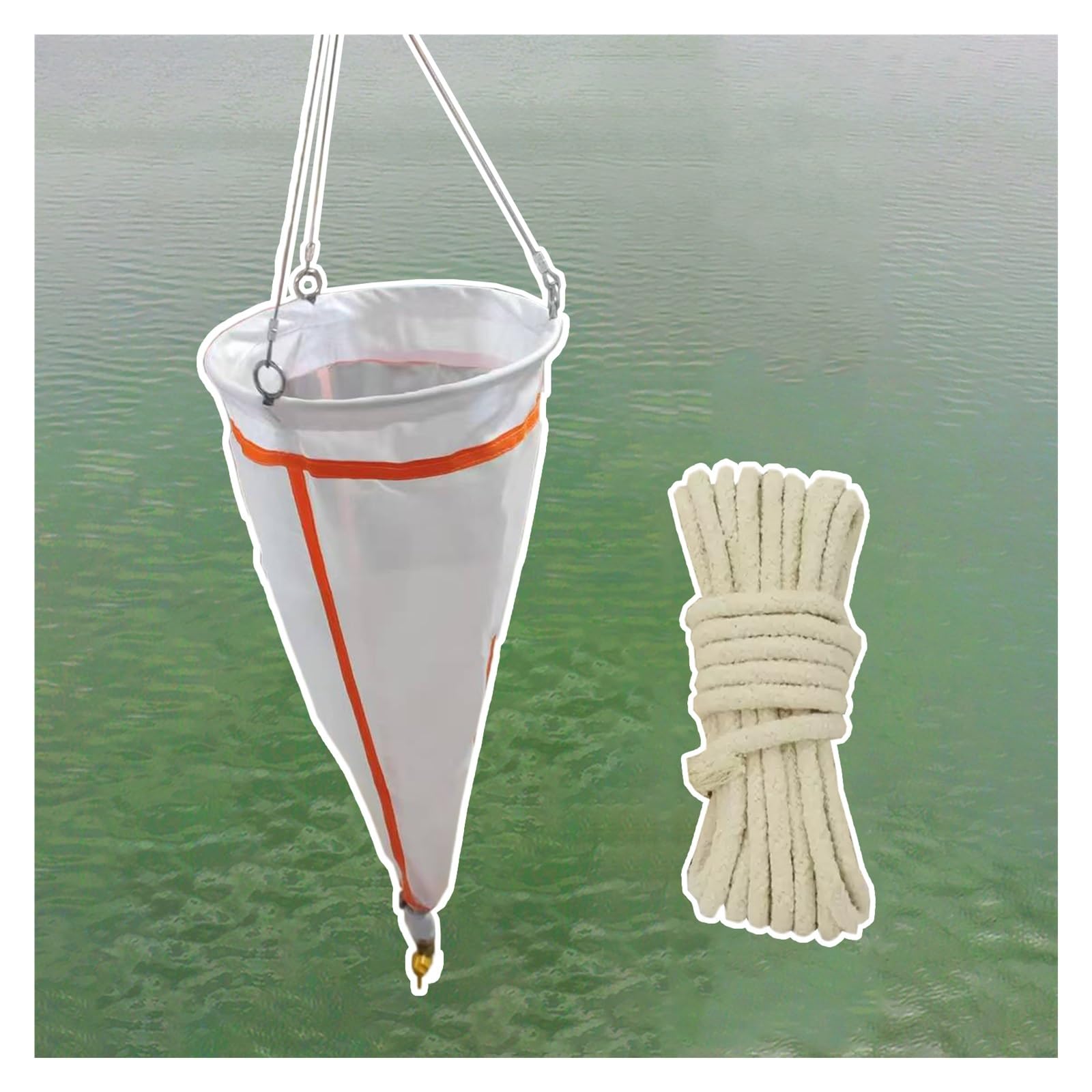 ERRULAN 200 Mesh Plankton Net, 25# Fine Mesh Plankton Collection Net with 5 M Sampling Rope and Bottom Collection Tube, 64?m Aperture Shallow Water Type Plankton Sampling Nets