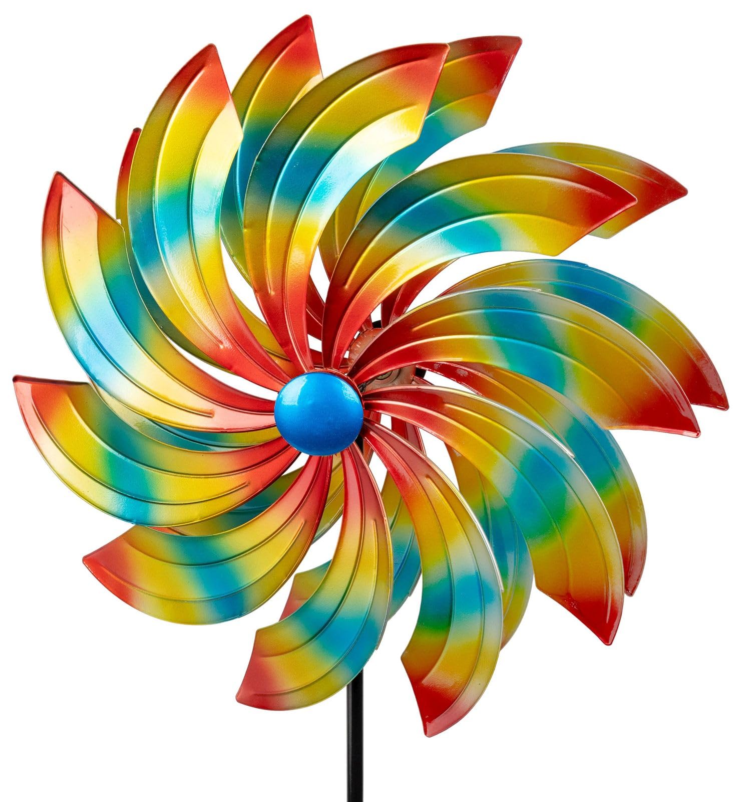 formano Molinillo de viento de metal para jardín, con rodamiento de bolas, diámetro de 40/128 cm, molino de viento, con estaca, resistente a la intemperie, decoración de jardín para arriates, césped y