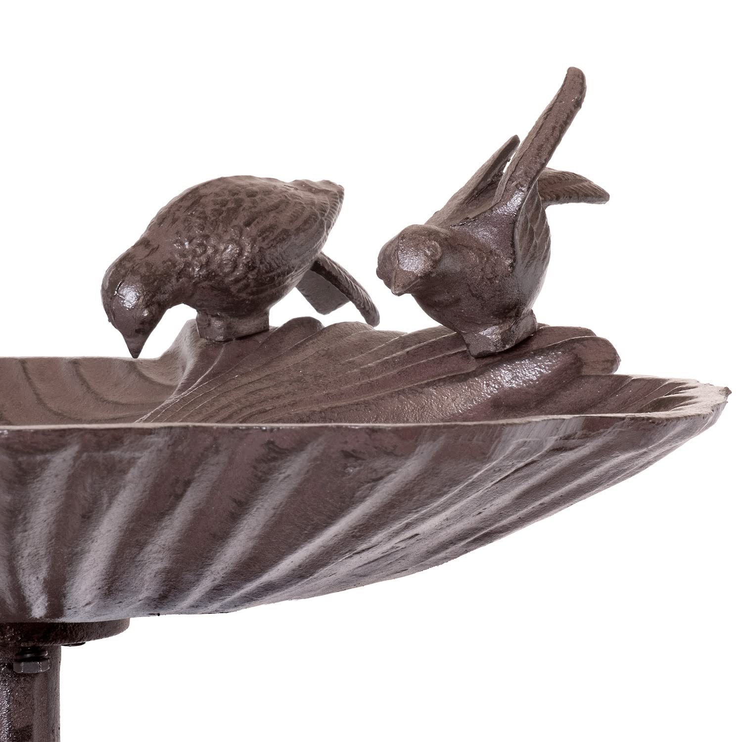 Moritz Bebedero para pájaros, 78 cm de alto, color marrón, hierro fundido, bebedero para pájaros para jardín, baño de pájaros con soporte, diseño antiguo