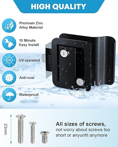 Miniatura 4 de Kohree Reemplazo mejorado de cerradura de puerta de RV con cerrojo de seguridad, pestillo de manija de puerta de cámper, 100% metal cerrado para