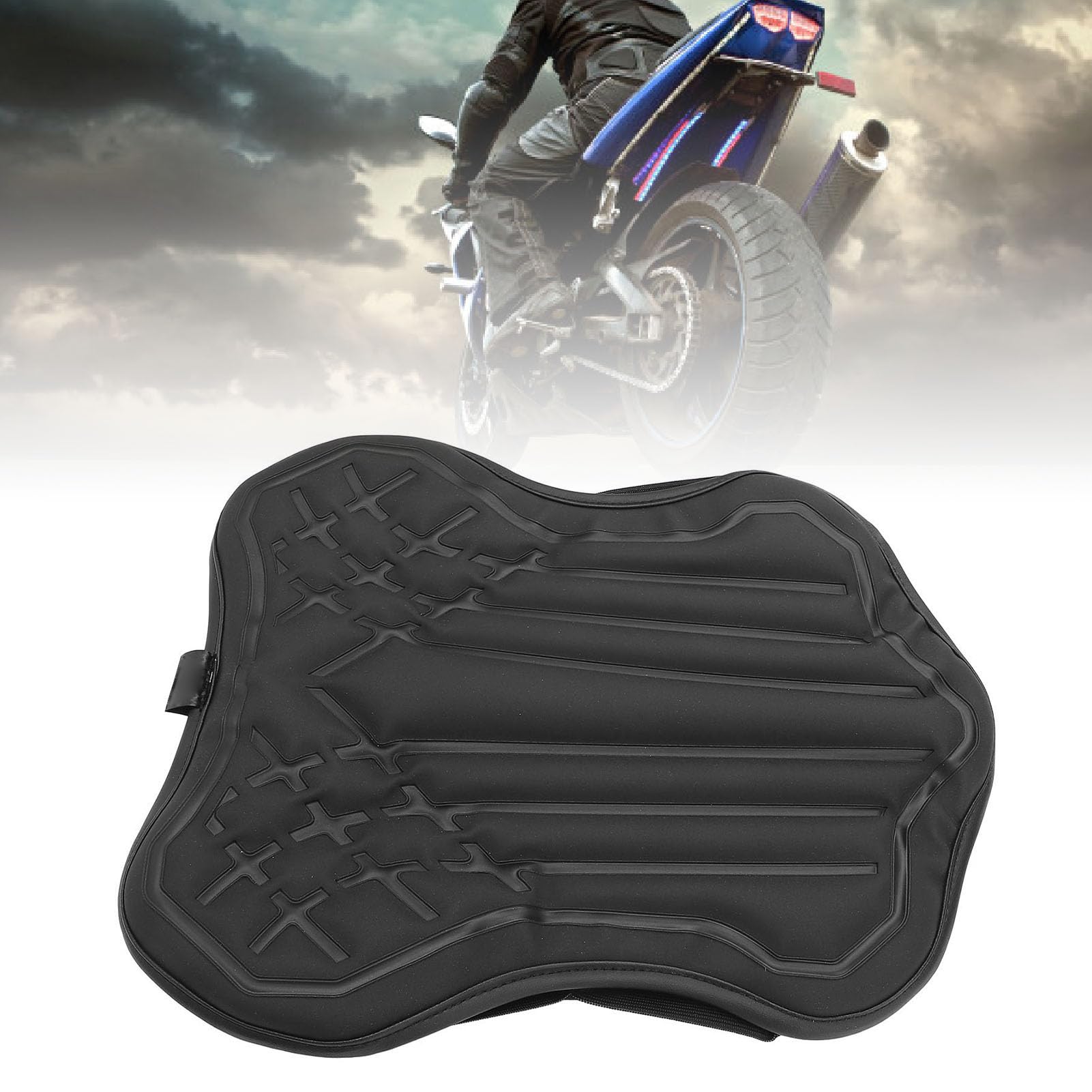 Poduszka powietrzna do siedzenia motocykla Amortyzująca podkładka z PU, wodoodporna, oddychająca i wygodna osłona siedzenia motocykla w stylu włókna węglowego (Czarny)