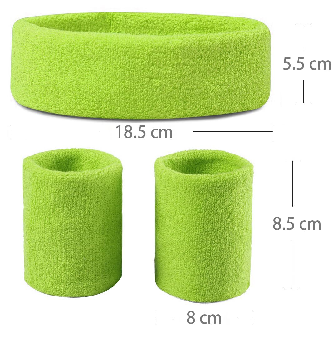Sweatbands (Headband/Wristband Set) for Working Out,80's Costume Party Neon Yellow