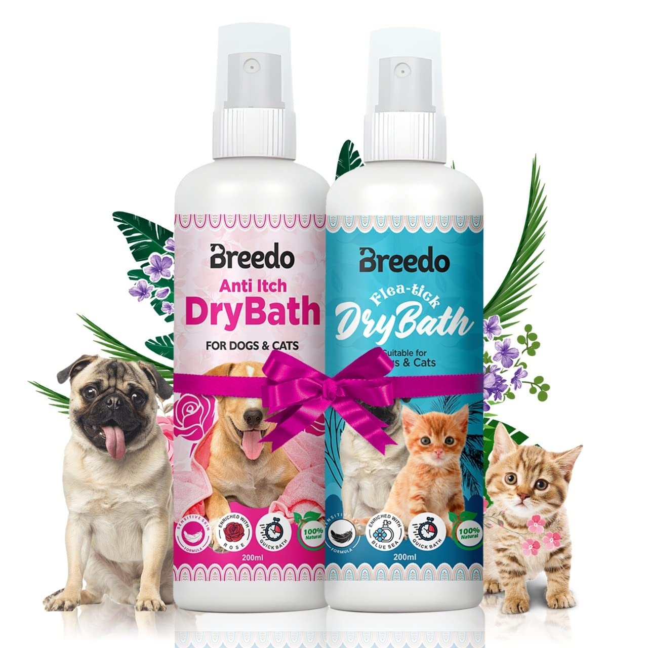 Breedo (Combo of 2) Cat Rose+Blue Sea Conditioning Waterless Shampoo Spray for Cats & Puppy Dry/Waterless Cat Shampoo(400 ml)|Maintains Overall Skin Health and Nourishing Hair. (B0BP7XKB74) Amazon Price History, Amazon Price Tracker