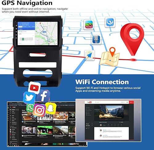 Miniatura 4 de Para 2009-2012 Ford F150 F-150 SVT Raptor Android 11 Radio estéreo para coche con Apple CarPlay Android Auto 2+32GB 9 "Pantalla táctil Radio de