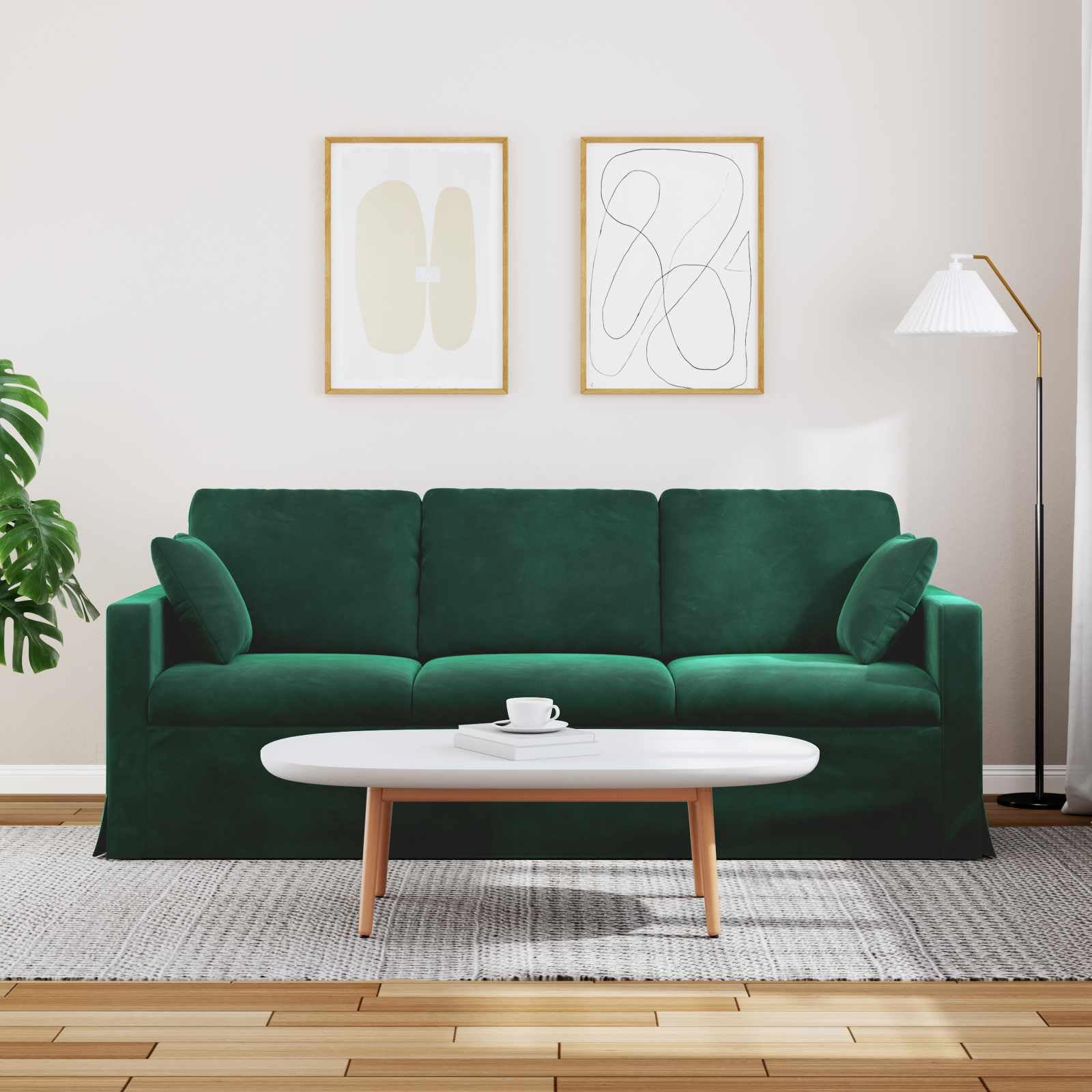Sofá modular de terciopelo verde oscuro 198 x 78 x 80 cm con marco de metal, juego de asientos de sofá para salón, diseño ergonómico con reposabrazos de madera