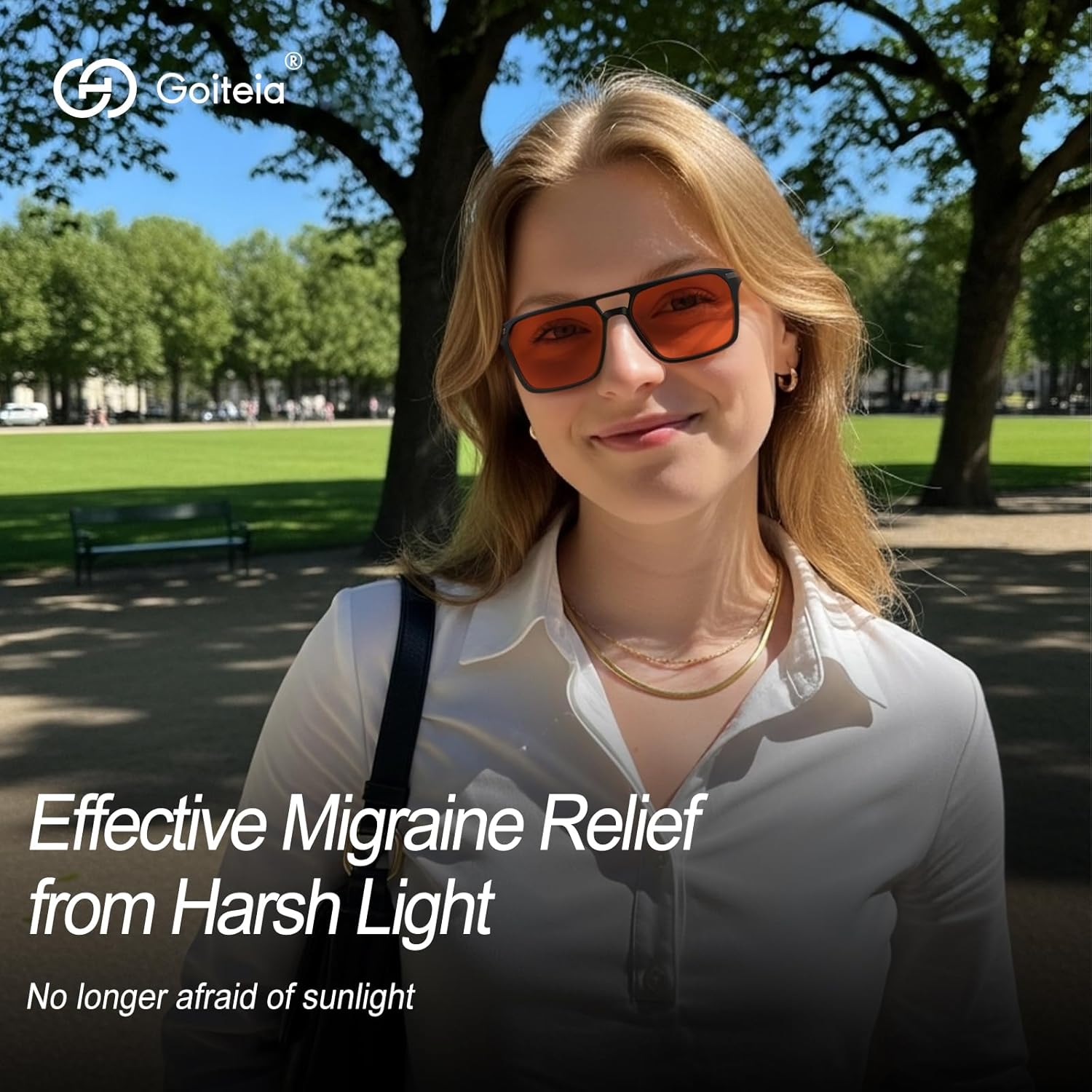 Goiteia FL-Rose Migraine Glasses,Blocks 480–520 nm Light, Light Sensitivity Glasses for Fluorescent LED Glare,Photophobia - Image 2