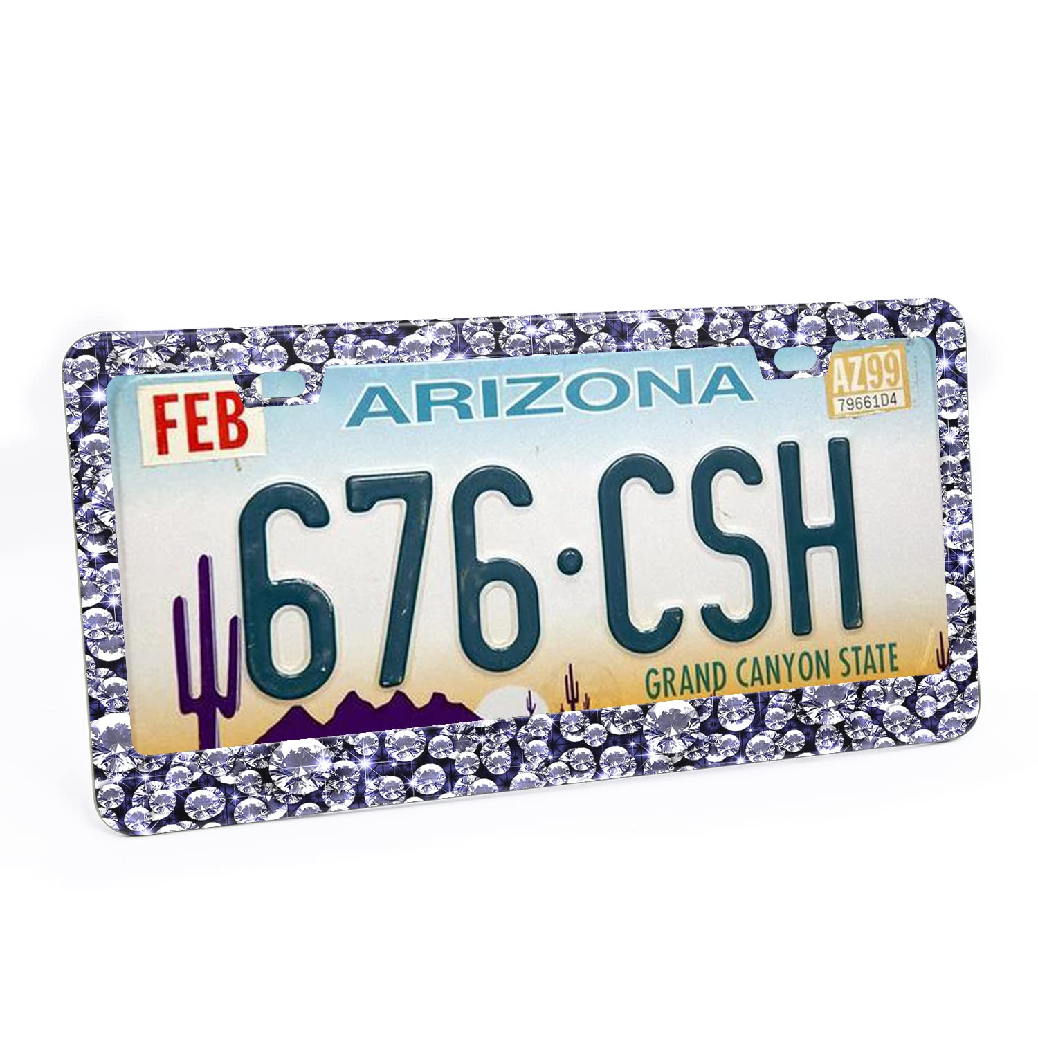 Diamond License Plate Frame - 2 Pack Bling Rhinestone Red Lips Design With 7 Rows Of Crystals, Chrome Metal Holder - View #10