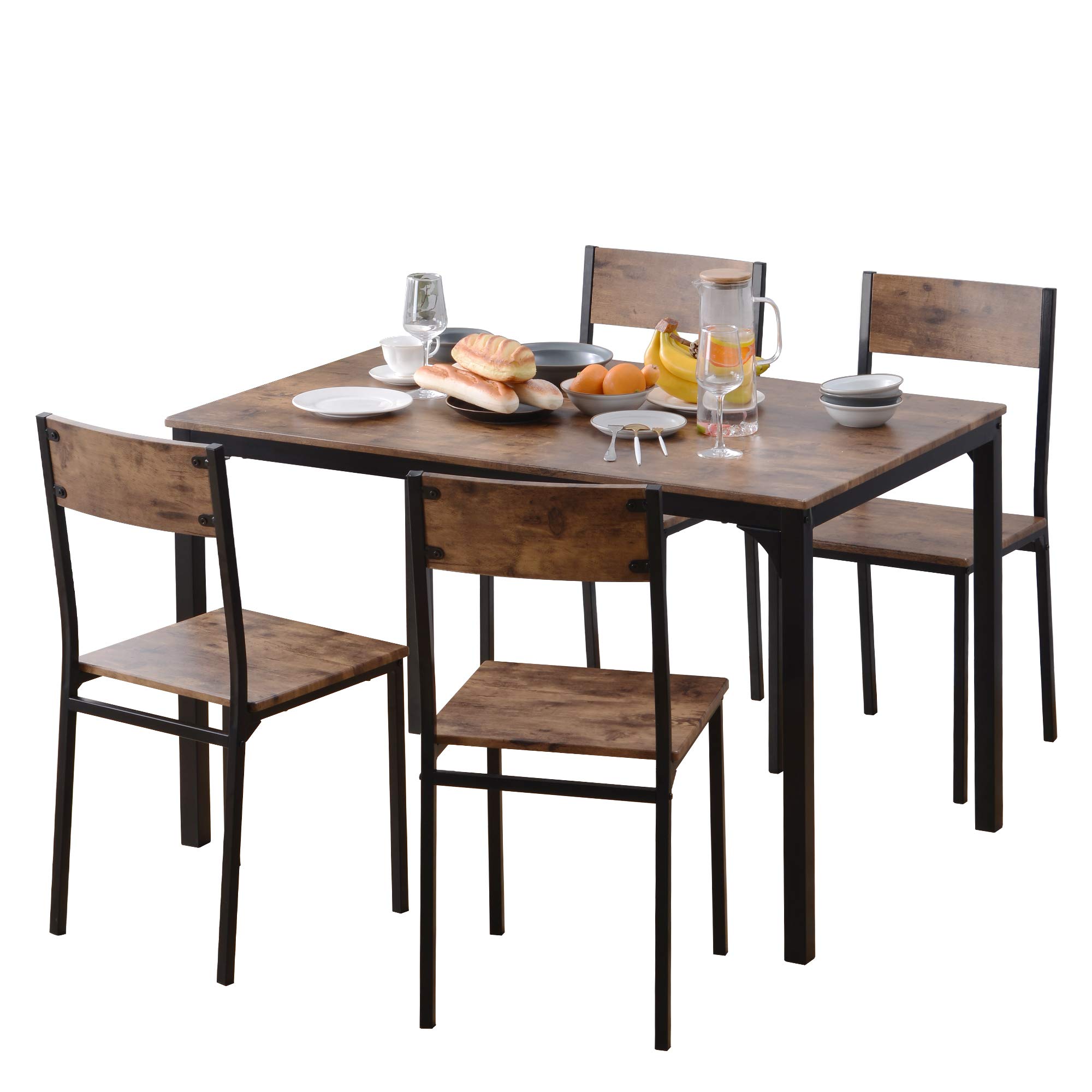 ARTETHYS Dining Table with 4 Chairs, 5 Piece Classic Home Furniture Set, Breakfast Dining Table with Chairs, Modern Design for Kitchen, Dinette, Breakfast Nook(Rustic Brown)