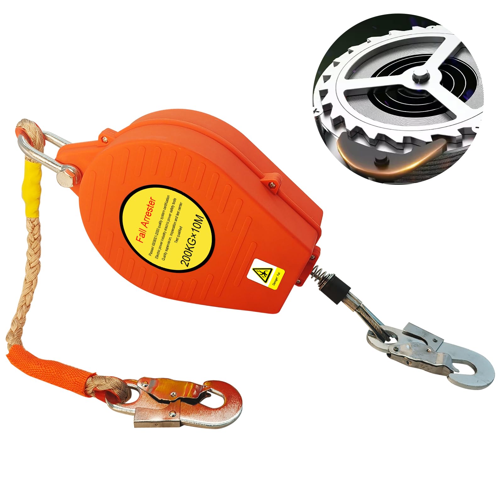 Dispositivo Anticaida Retráctil 200kg, Rojo, 10m | Anticaidas Retractil Seguridad Homologado, Linea de Vida Retractil con Gancho Autoblocante, Equipo de Trabajo en Altura