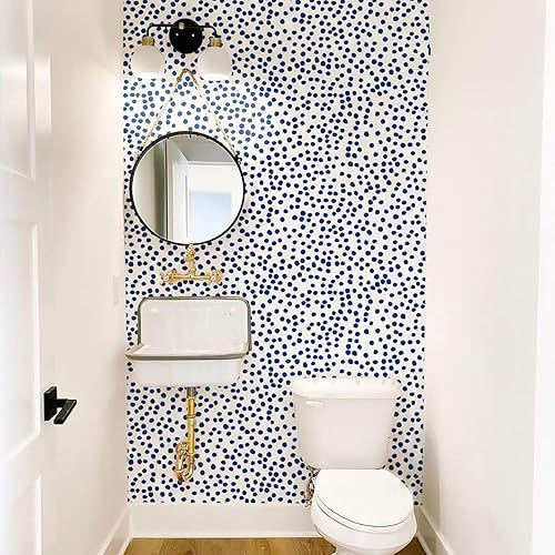 Miniatura 8 de Jeweluck Papel tapiz blanco y negro para despegar y pegar, papel de contacto de lunares, papel de contacto de lunares de 17.7 x 118.1 pulgadas,