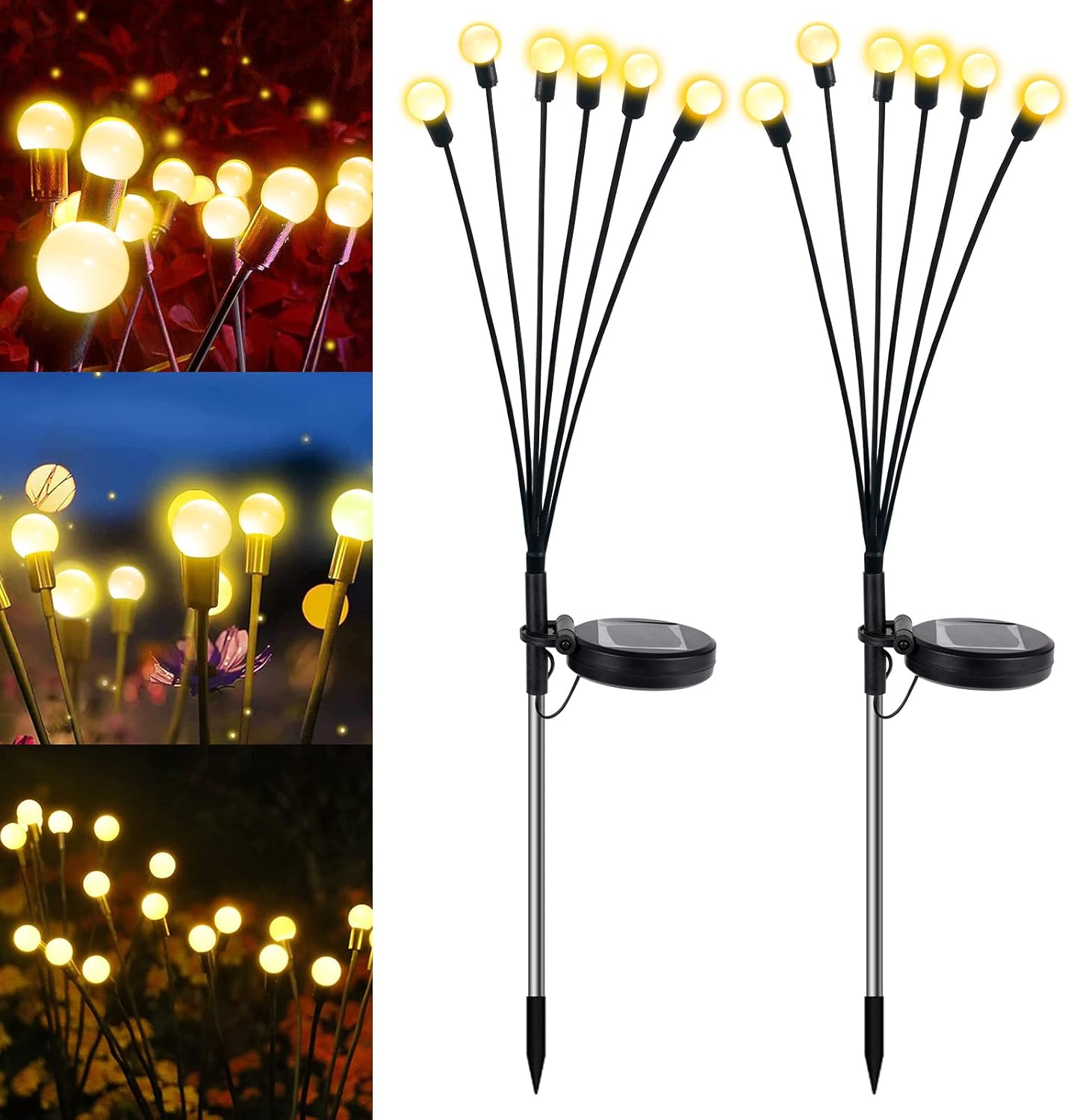 flintronic 2 Stück Außenbeleuchtung Glühwürmchen, Solarlampen für Außen