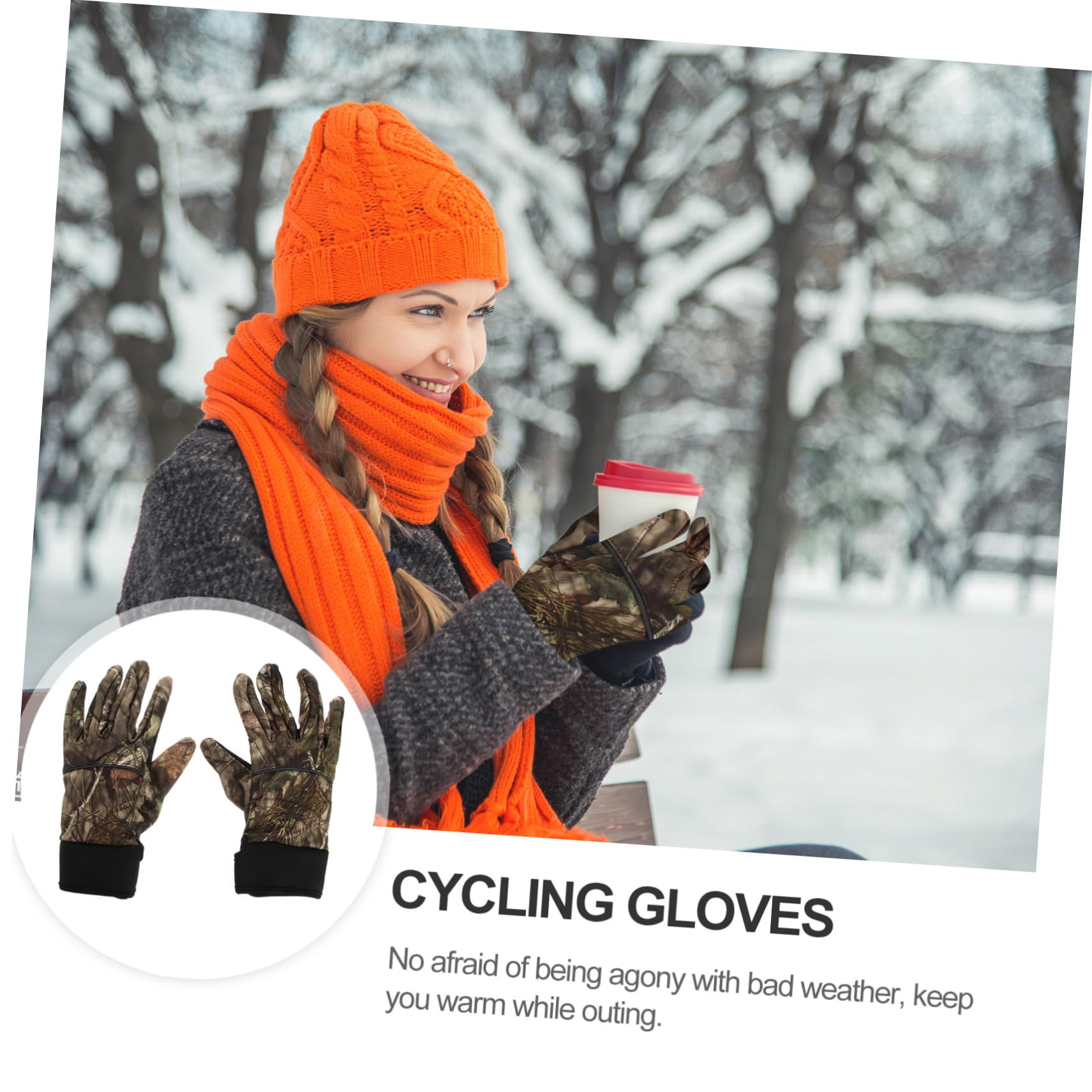 NOLITOY 1Pair Fashion Winter Nylon Gloves Windproof Thermal Touch Screen Non Slip Design for Driving Cycling Fishing Camping Camouflage