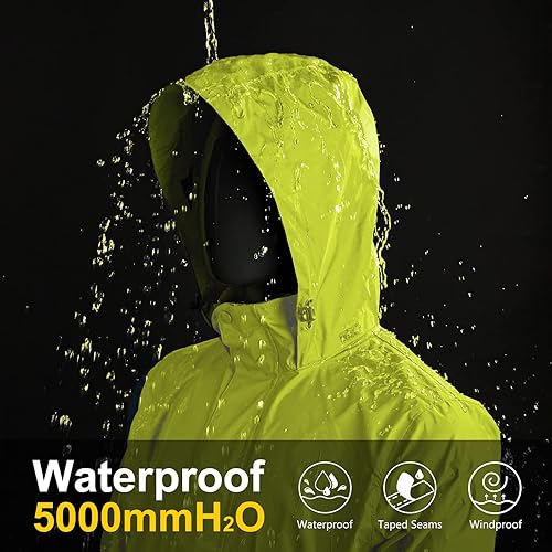 Miniatura 2 de 33,000ft - Chaqueta de lluvia impermeable y plegable para hombre, ligera, con capucha, cortavientos ideal para golf o ciclismo