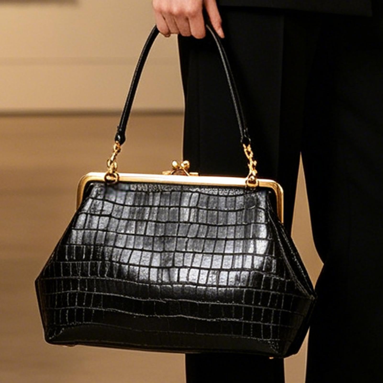 Kiss Clasp Purse | Bolso de mano de cuero de PU | Bolsas de hombro para mujer | para mujeres Daily Commute Shopping Work School Weekend Outing Travel