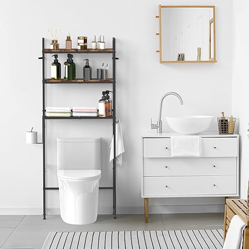 Miniatura 5 de Almacenamiento sobre el inodoro, organizador de baño de 3 niveles, estante de almacenamiento sobre el inodoro para baño, baño independiente, ahorro