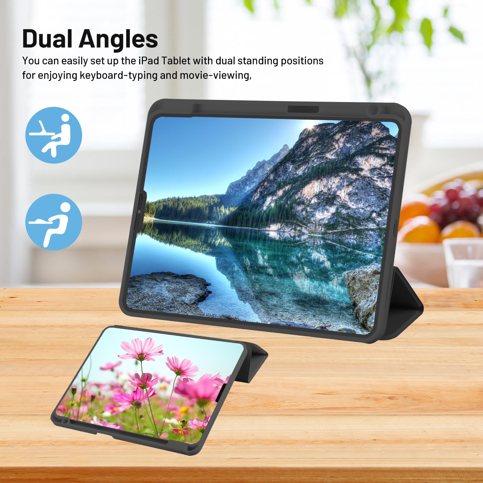 Custodia Cover Compatibile con iPad PRO 11 2022/2021/2020 Con Portapenne, Supporta la Ricarica di Pencil 2a Gen, Copertina Posteriore Morbida in TPU Sottile, Auto Sveglia/Sonno, Azzurro