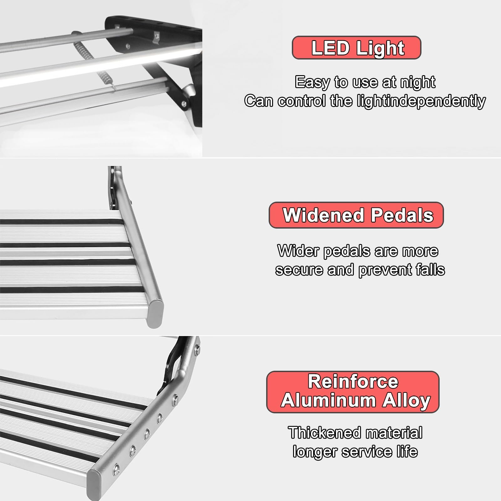 Escalones Plegables para autocaravanas, escalones eléctricos automáticos para autocaravanas, Escalera para Autocaravana con luz LED, escalones Antideslizantes, Escalera de Entrada Plegable