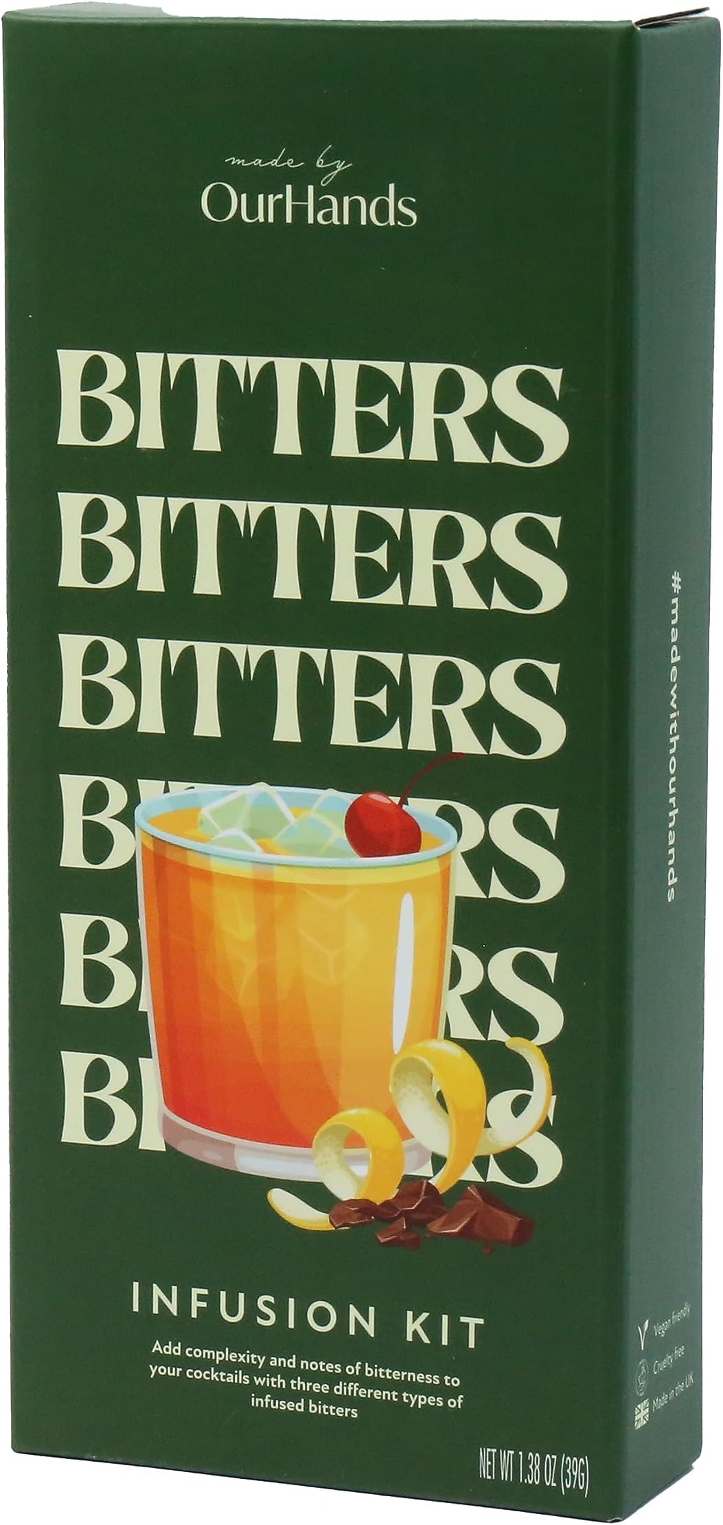 Bitters Making Kit by OurHands - DIY Cocktail Bitters Kit with Natural Botanicals - Create Orange, Chocolate, and Coffee Bitters at Home - Perfect for Homemade Cocktails