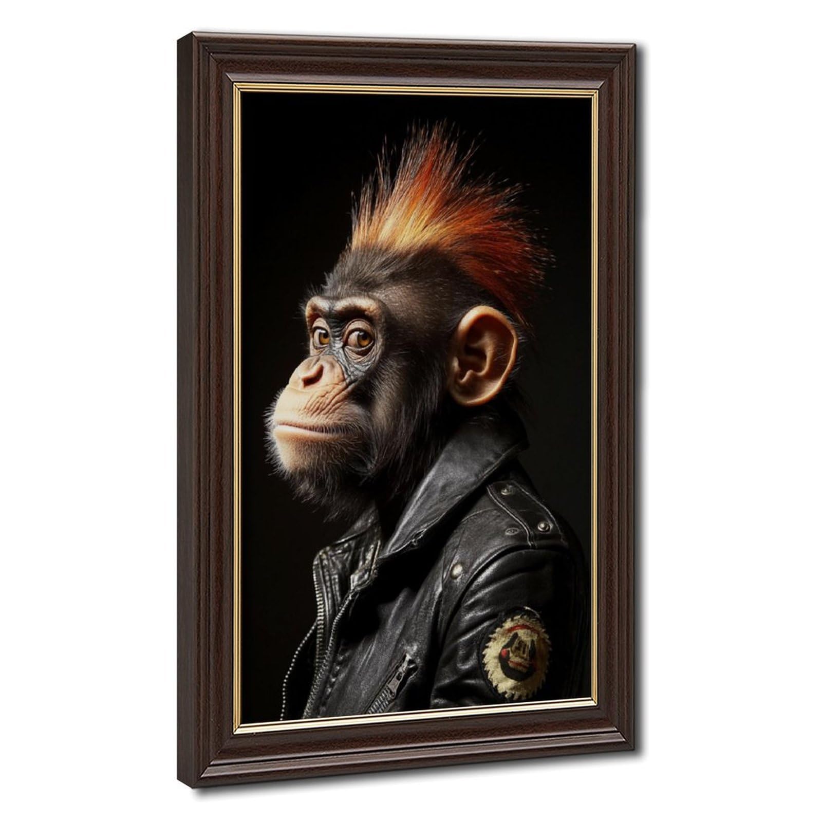 Pyberon Mokume Gane Frame-Style Steampunk Monkey Canvas Poster For Office Decor Gift