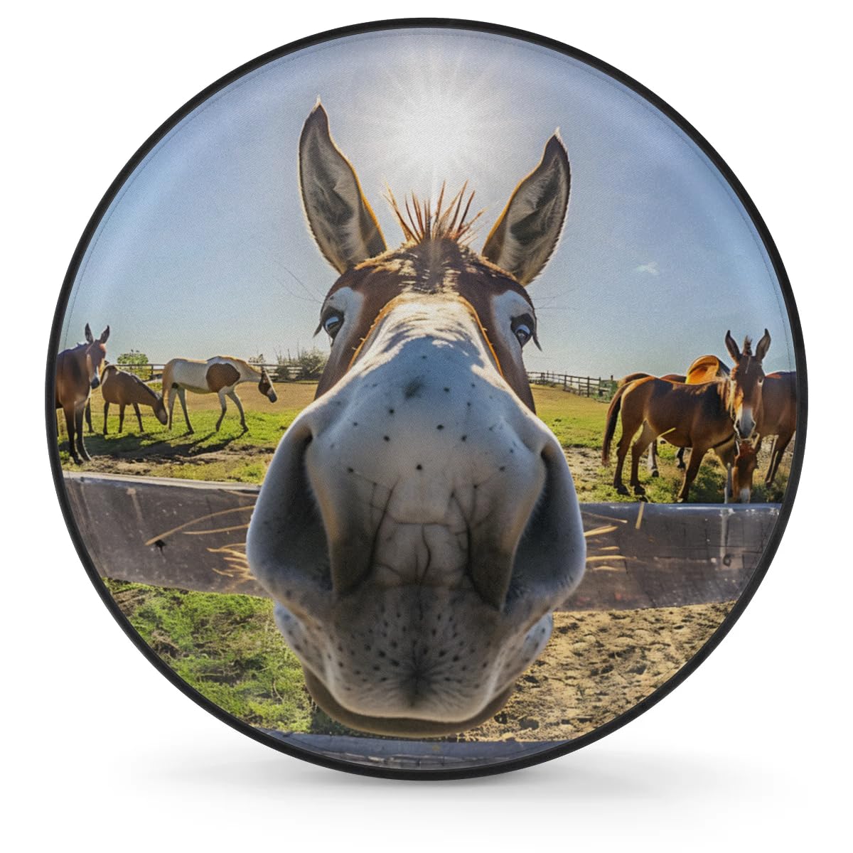 Spare Tire Cover for RV Trailer, Animal Donkey Tire Covers Universal Fit for Travel Trailer Camper Jeep RV SUV Truck Waterproof Wheel Cover (17 inch for Diameter 31” - 33”)